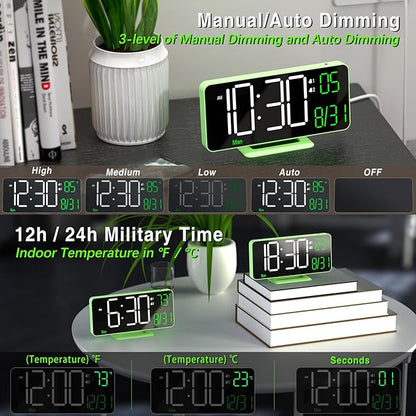 KOSUMOSU Small Digital Clock, 6.7in Alarm Clocks - Image 2