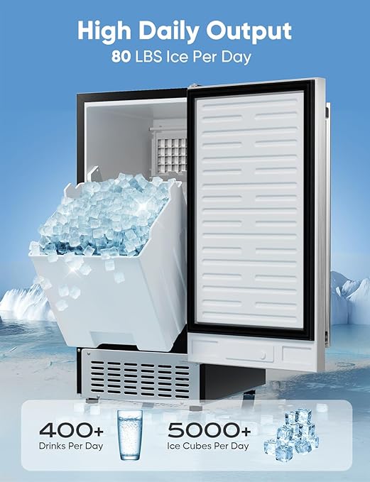 Coolski 15" W Commercial Under Counter Ice Maker Machine, 80 Lbs/Day, Bulit-in - Image 3
