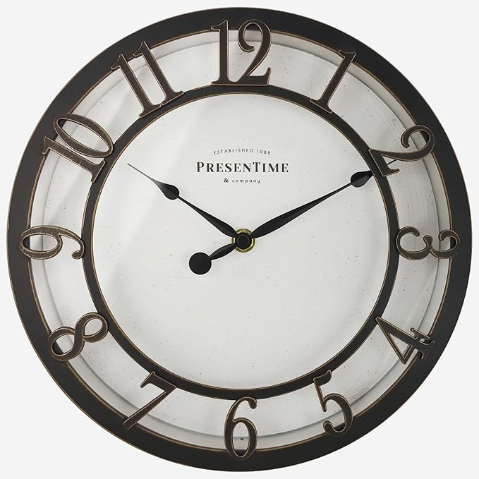 Presentime & Co 10" Farmhouse Series Wall Clock, Vintage Style, Retro Clock by Presentime
