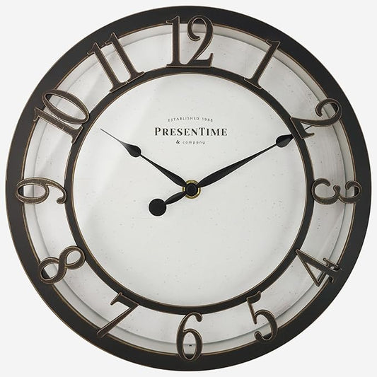 Presentime & Co 10" Farmhouse Series Wall Clock, Vintage Style, Retro Clock by Presentime