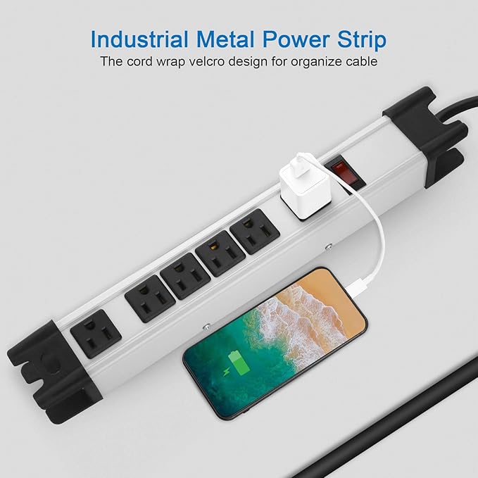 Heavy Duty Surge Protector, 6 Outlet Industrial Power Strip - Image 6