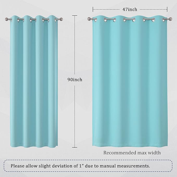 DUALIFE Aqua Curtains for Living Room Bedroom Light Blocking Window Curtains - Image 6