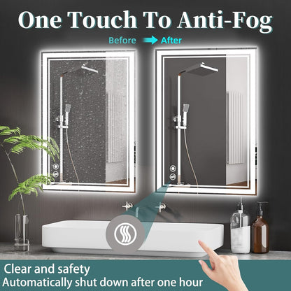 28 x 36'' LED Mirror for Bathroom Anti-Fog Bathroom Mirror Dimmable 3 Colors Touch Sensor Bathroom Mirror with Lights Smart Vanity Mirror Switch/Plug in Wall Mounted Horizontal/Vertical