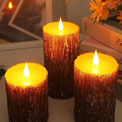Flameless Candles Battery Operated Pillar Pine Effect Real Wax Flickering 3D - Image 7