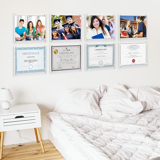 Kalami 3 Pack 11x14 Acrylic Wall Mount Picture Frame Self Adhesive, Floating - Image 5