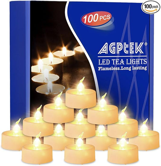 AGPTEK Tea Lights, 100 Pack Flameless LED Candles Battery Operated Tealight by AGPTEK