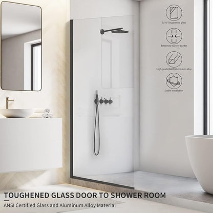 Bathroom Shower Door Screen, 34 in. W x 74 in. H Single Panel Frameless Shower - Image 8