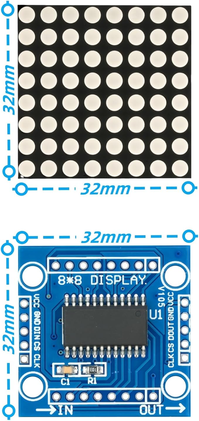 MTDELE 5Pcs MAX7219 5V 8 * 8 Dot Matrix LED Display Module Kit Control - Image 2