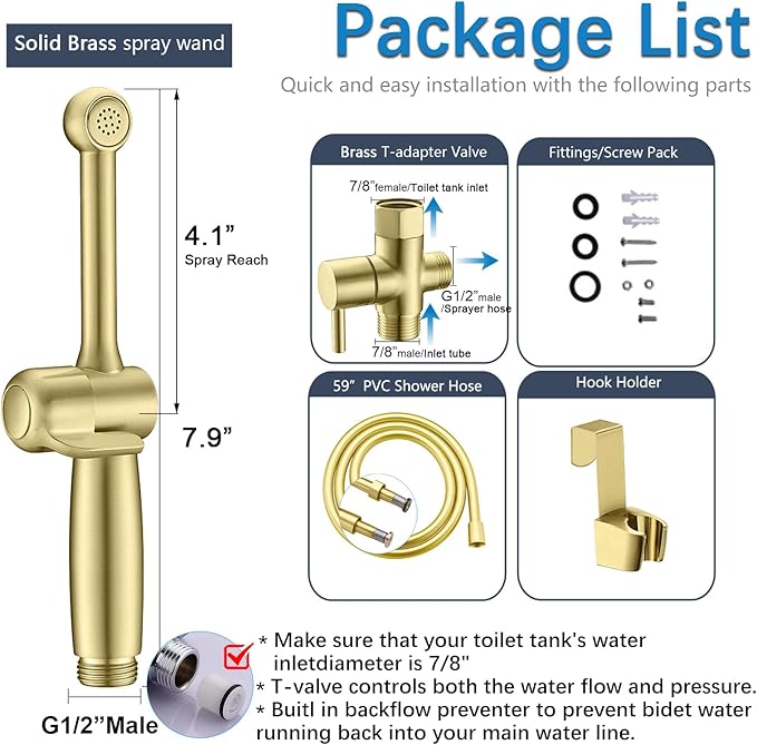SonTiy Handheld Bidet Toilet Sprayer, Brass Cloth Diaper Sprayer Hand Held - Image 3