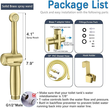 SonTiy Handheld Bidet Toilet Sprayer, Brass Cloth Diaper Sprayer Hand Held - Image 3