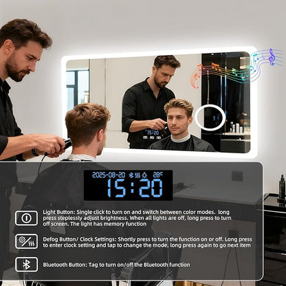 LUVODI Bathroom LED Wall Mirror: 48x24 inch Rectangle Makeup Vanity - Image 5