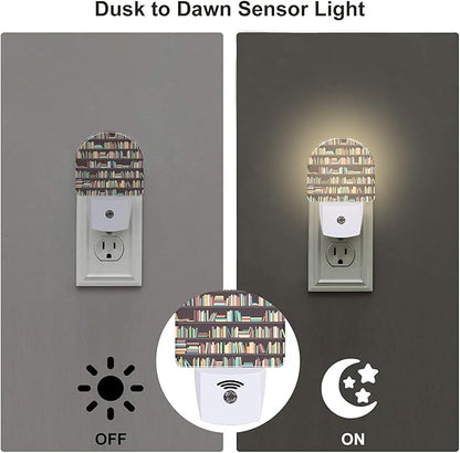 sndheke Books on Bookshelves Night Light, Colorful Books Dusk to Dawn Night - Image 3