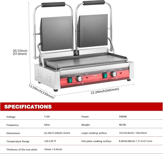 EGGKITPO Commercial Dual Panini Press - Image 5