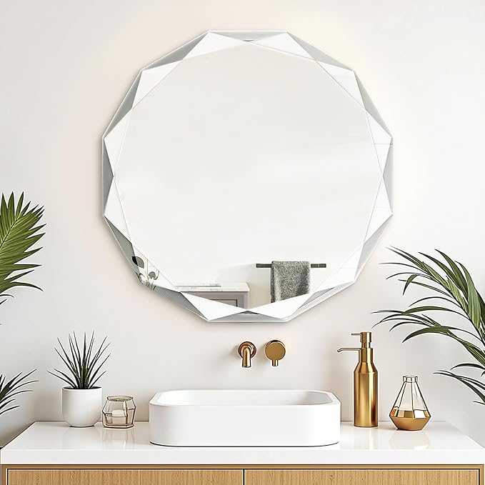 Bathroom Mirror for Wall, Beveled Edge Frameless Wall Mount Vanity Mirror - Image 2