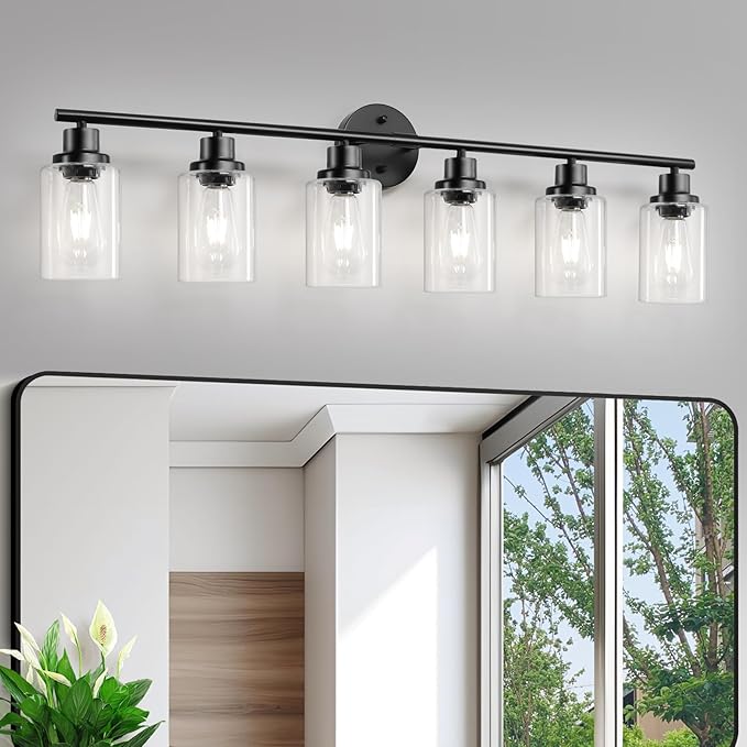 Guliaofo 6-Light E26 Black Bathroom Vanity Lights, Modern Bathroom Light by GuliaofoLights