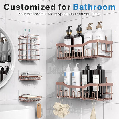EUDELE 5-Pack Rustproof Stainless Steel Shower Caddy – No Drill Adhesive - Image 2
