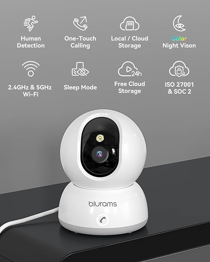 blurams 5G Indoor Camera, 2K Nanny Cam, 360° PTZ Pet Camera - Image 2