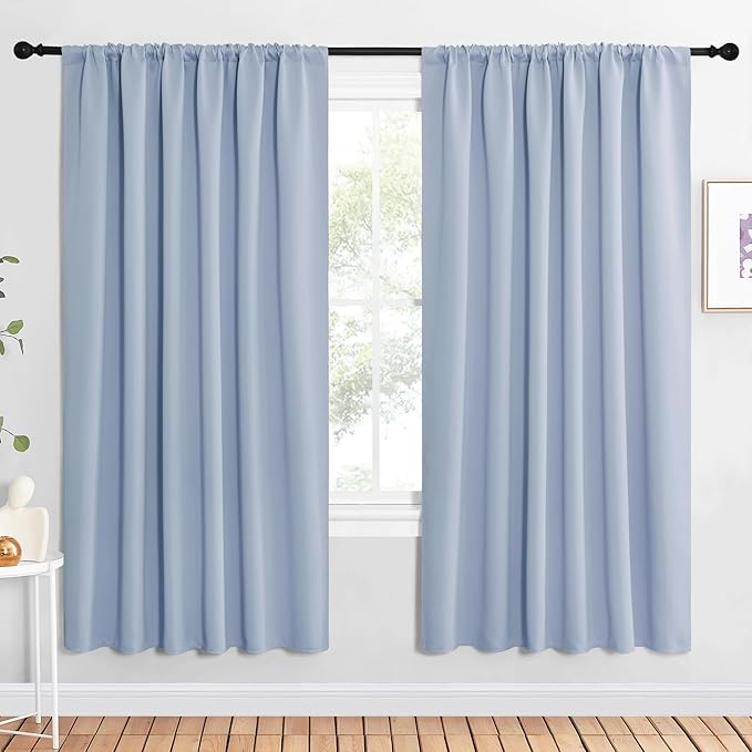 NICETOWN Bedroom Window Curtain Panels, Vintage Blue, 2 Panels, 62 in x 72 in by NICETOWN