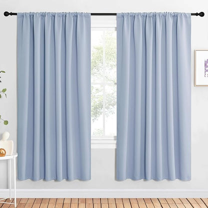 NICETOWN Bedroom Window Curtain Panels, Vintage Blue, 2 Panels, 62 in x 72 in by NICETOWN