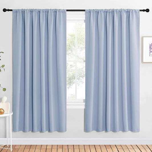NICETOWN Bedroom Window Curtain Panels, Vintage Blue, 2 Panels, 62 in x 72 in by NICETOWN