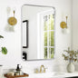 Bathroom Vanity Mirror Over Sink 24x36, Silver Wall Brushed Nickel Mirror | Rosynee Matte Metal Chrome Framed Rectangle Large Mirror for Restroom, Bedroom, Entryway Decor, Wall Mounted
