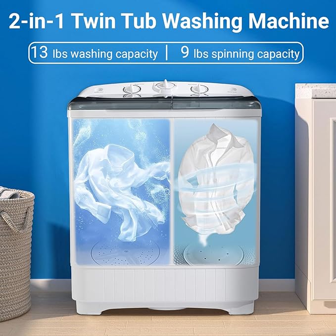 Portable 22 lbs Twin Tub Washing Machine - Image 4