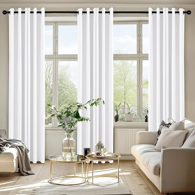 MIULEE Pure White Curtains for Bedroom Living Room 84 Inches Long 2 Panels - Image 6