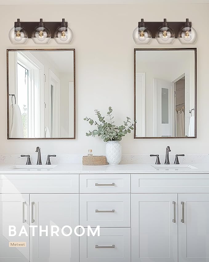 METWET Bathroom Light Fixtures Over Mirror, 3-Light Oil Rubbed Bronze Vanity - Image 8