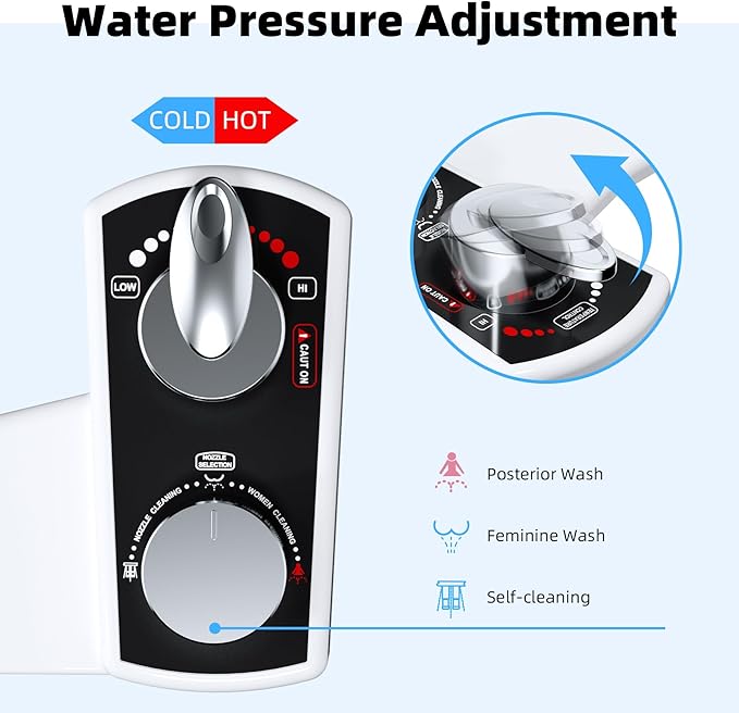 Hibbent Bidet Attachment for Toilet, Hot and Cold Water Spray Non-Electric Dual - Image 4