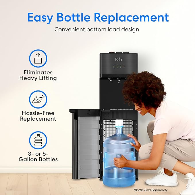 Brio Self Cleaning Bottom Loading Water Cooler Water Dispenser – Black - Image 4
