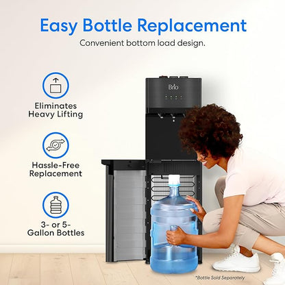Brio Self Cleaning Bottom Loading Water Cooler Water Dispenser – Black - Image 4