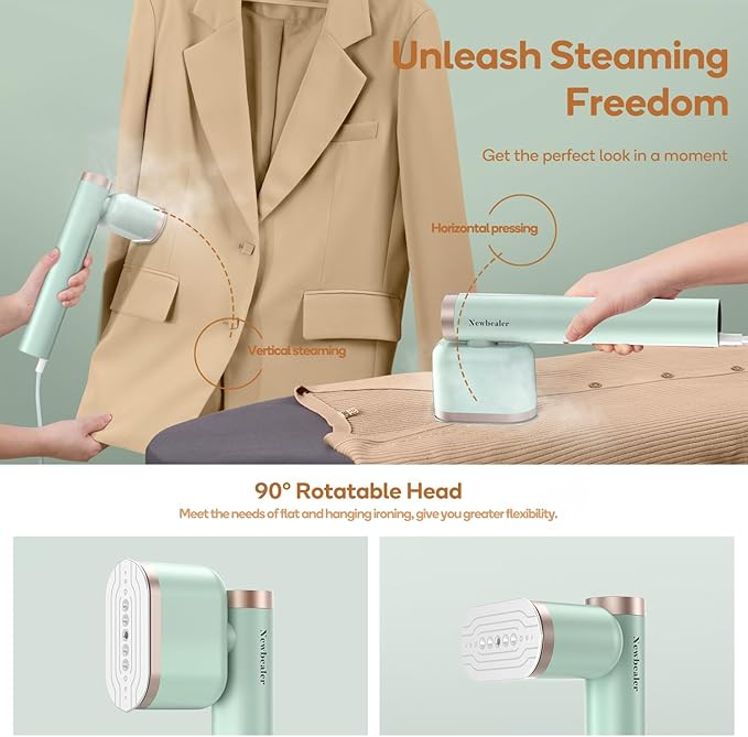Newbealer Steamer for Clothes, 1200W Portable Steam Iron, 2 Steam Levels - Image 5