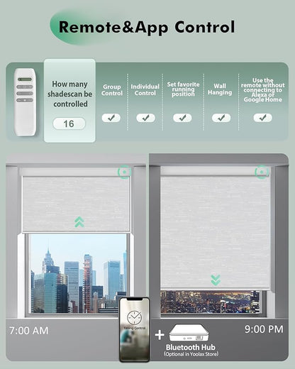 Yoolax Motorized Blinds with Remote, Automatic Roller Shades Cordless Electric - Image 4