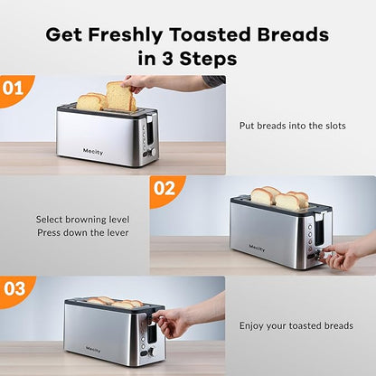 Mecity 4 Slice Toaster, Long Slot Toaster - Image 9