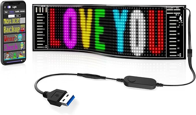 RAYHOME Scrolling Bright Advertising LED Signs, Flexible USB 5V LED Car Sign by Rayhome