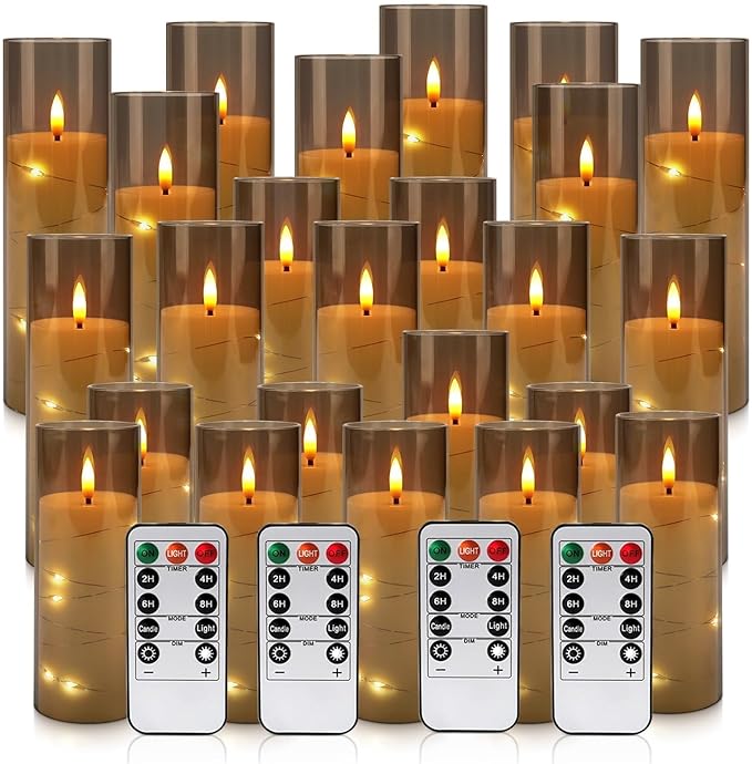 24 Pack Flameless LED Pillar Candles - Image 2