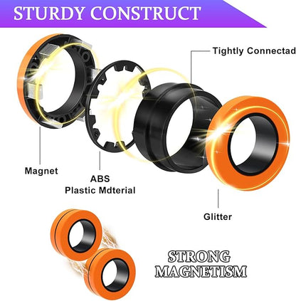 Cevioce 9 PCS Magnetic Ring Fidget Toys Set, ADHD Anxiety Magnetic Finger - Image 2