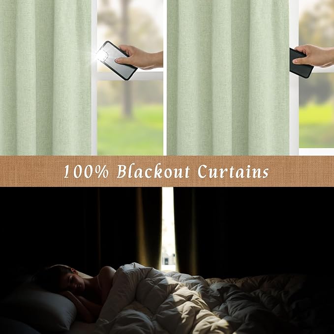 LAMIT Linen Full Blackout Window Curtains - Image 4