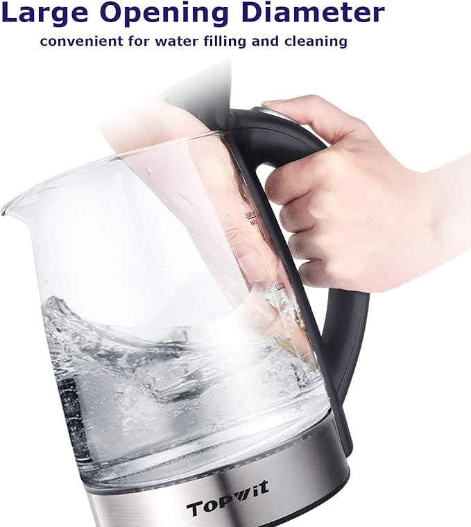 TOPWIT Electric Kettle Glass Hot Water Kettle, 2.0L Water Warmer, BPA-Free - Image 3