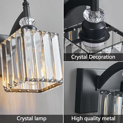 BBLLWJ Modern Bathroom Vanity Light 2-Light Black Crystal Light Fixtures Over - Image 5