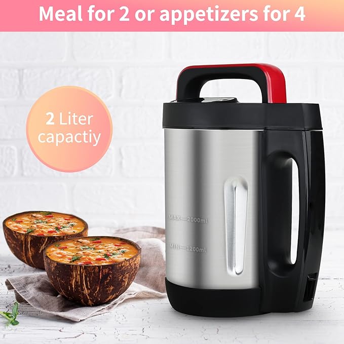 2L Soup Maker, Makes 2-6 Servings, LCD Touch Control Panel, Stainless Steel - Image 2