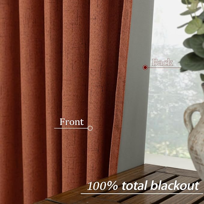 KOUFALL Back Tab Linen Blackout Curtains - Image 4