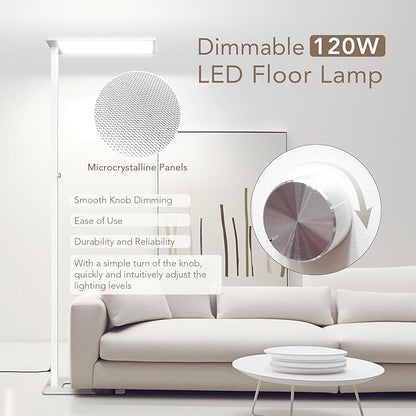 120W LED Floor Lamp, 76.8" Tall Reading Light, 10000LM Knob Dimming Standing - Image 5