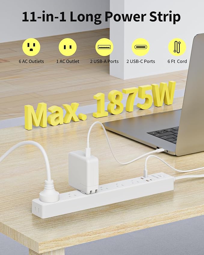 6 Ft Power Strip Surge Protector - Image 2