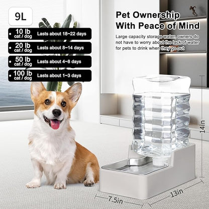 RIZZARI Stainless Steel Pet Water Feeder: 9L Gravity Leak-Proof Auto Refill - Image 2