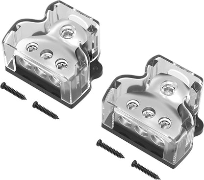 RVBOATPAT 3 Way Power Distribution Block Car Audio Splitter 1 x 0 Gauge in / 3 by RVBOATPAT