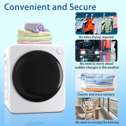 1.6 Cu.Ft Portable Clothes Dryer, 800W Fast Drying Front Load Laundry Dryer - Image 2