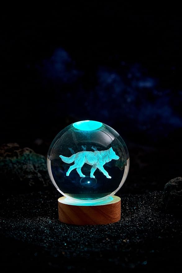 3D Crystal Ball Lamp with Lifelike Wolf, 16 Color Changing Light, Dimmable - Image 6