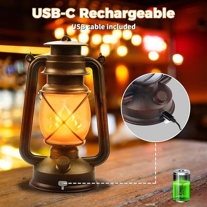 2 Pack Bronze Vintage 4 Modes Light LED Lanterns，Rechargeable Dancing Flame - Image 7