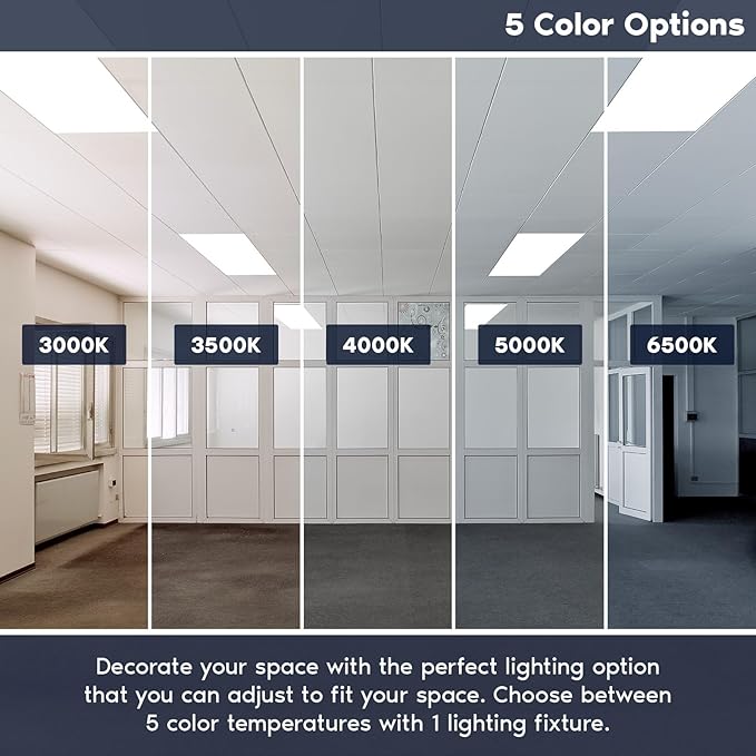 LUXRITE 2x4 FT LED Flat Panel Light, 5CCT Color Selectable 3000K 3500K 4000K - Image 2
